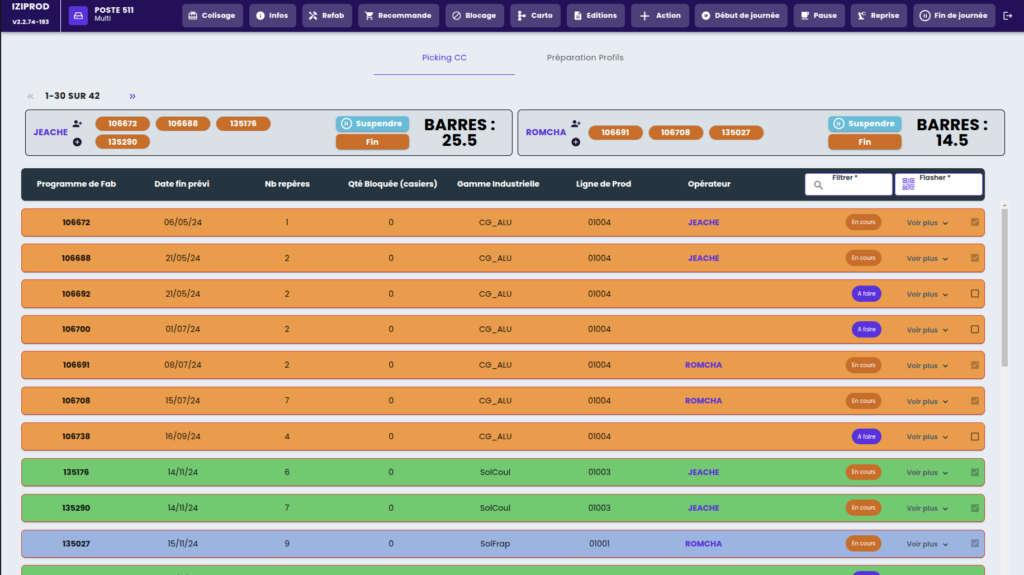poste de production en déclaration multi programmes